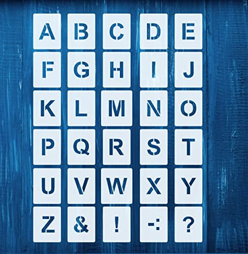 Schablonen Buchstaben groß 8cm, 1 Satz Alphabet A-Z - 26 + 4 Sonderzeichen. | Set Nr. 035