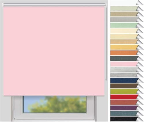 EFIXS Thermorollo Maxi auf Maß, 32 mm Welle, mit und ohne Bohren | Stoffbreite bis 250 cm - Höhe bis 300 cm, Hier: bis 240 cm Breite & bis 240 cm Höhe - Farbe: Rosa (062)