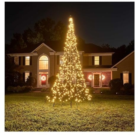 Fairybell LED-Weihnachtsbaum für draussen - 4 Meter - 640 LEDs - Weihnachtsbaum inklusive Mast - Warmweiss