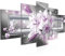 Runa Art - Bilder Blumen Lilien 200 x 100 cm 5 Teilig XXL Wanddekoration Design Grau Lila 021751b
