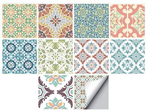 Fliesenaufkleber für Boden/Wand, für Heimdekoration, zum Abziehen und Aufkleben, selbstklebende Spritzschutz, Fliesenaufkleber für Wohnzimmer, Küche, Badezimmer, Dekoration, 10 Stück 15 x 15 cm