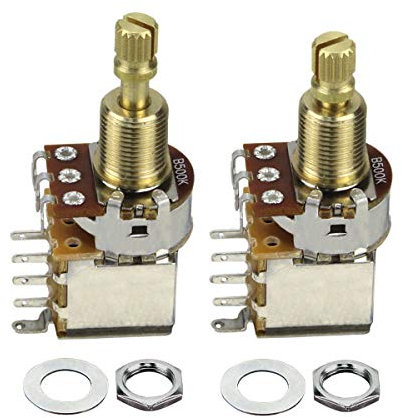 FLEOR 2PCS B500K Push Push Bounce Switch Potentiometer Linear Taper Pot Long Split Copper Shaft for Electric Guitar Bass Volume/Tone Controls