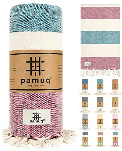 pamuq Strandtuch XXL Saunatuch Badetuch Hamamtuch Groß Baumwolle Duschtuch Pestemal Handtuch Fouta Pareo Yoga Decke Sporttuch Sarong Herren Damen