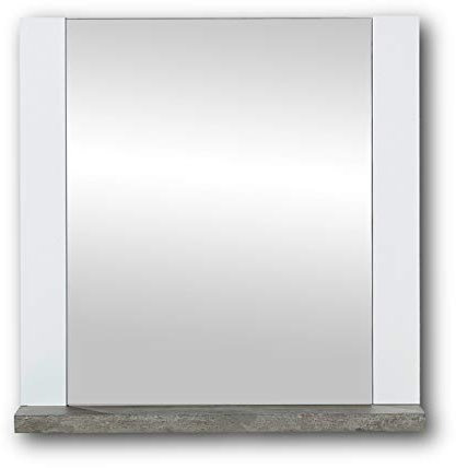 Stella Trading MATEO Wandspiegel in Weiß mit Driftwood Optik - hochwertiger, pflegeleichter Spiegel für Flur & Garderobe - 66 x 70 x 14 cm (B/H/T)