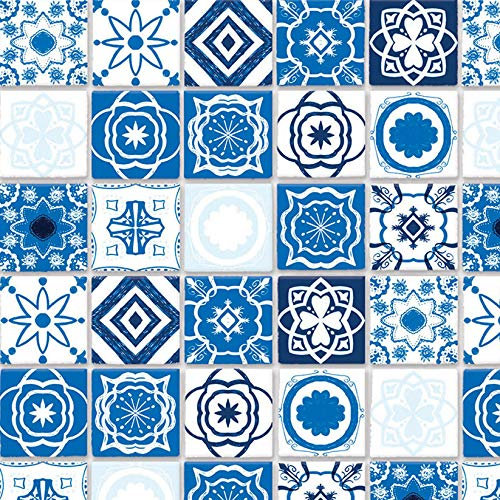 Tumdee Miniatures Dolls House 1:12th Scale A3 Blue Mediterranean Tile Wallpaper