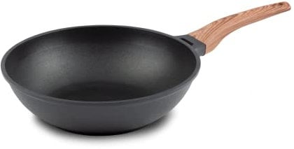 ROSMARINO Profi Wok 30 cm | Wok-pfanne mit hervorragende Wärmeverteilung und Wärmeleistung | Raffinierte Einfachheit und Zeitlose Eleganz | Für alle Kochfelder