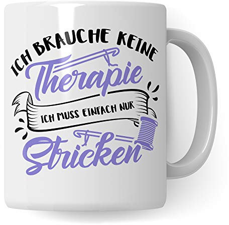 Pagma Druck Stricken Tasse, Strickerin Geschenk Spruch Becher Geschenkidee, Kaffeetasse Häkeln Kaffeebecher (Weiß/Weiß)