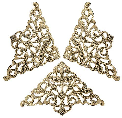 50pcs Decorative Box Corners, Metal Book Corner Protectors Antique Bronze Antique Edge Cover Flat Protector Vintage Corner Guards for Furniture Cabinet Wooden Box, 3 x 2.2inch