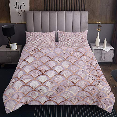 Tbrand Fliederblume Tagesdecke 240x260cm Rosenfischschuppe Steppdecke für Kinder Jungen Mädchen Flieder Formen Softest Bettüberwurf Schwarz Kuscheldecke Bunte Gesteppte Decke Wohndecke 3St