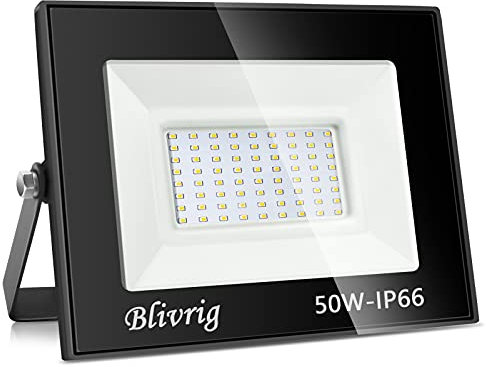 Blivrig LED Strahler Außen 50W Kaltweiss 6500K, Scheinwerfer Aussen, Superhell 5000LM Fluter, Aussenstrahler IP66 Wasserdicht, Kalteweiß Flutlicht für Garten, Garage, Holf, Patio