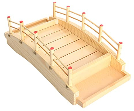 WINIAER Holzbogen, Brücke, Sushi-Boot-Serviertablett, Servierplatte, Speiseplatte für Restaurant oder Zuhause (43 x 22 x 13 cm)