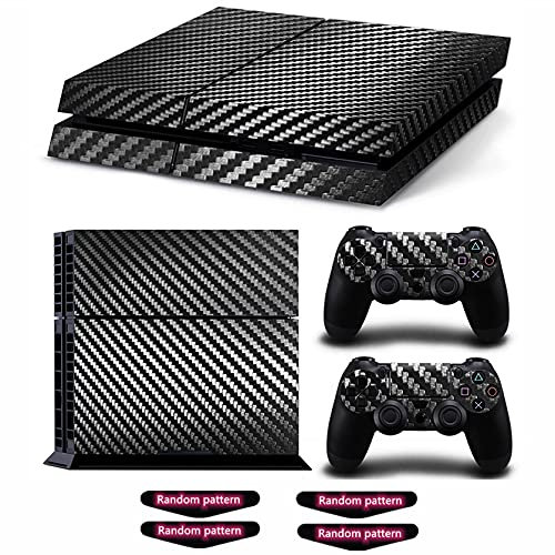 Autocollant en vinyle pour PS4, console et manette de Playstation 4 (comprend 4 autocollants de barre lumineuse) (PS4, fibre noir)