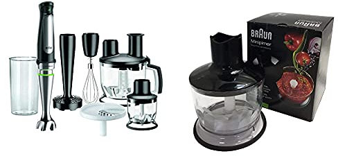 Braun MultiQuick 7 MQ 7087X Stabmixer - Pürierstab mit abnehmbarem edelstahl Mixfuß, schwarz & Zerkleinerer Aufsatz MQ 30 - Stabmixer Zubehör, 500 ml, schwarz
