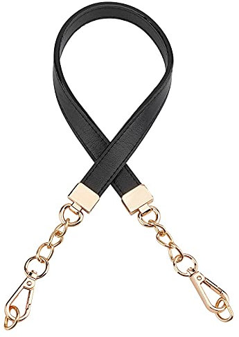 SUPERFINDINGS 1pc 62.5cm Lange Schwarze Handtasche Kette Kunstleder Taschengriffe Abnehmbare Kette Schultergurte Set Mit Alu Drehverschlüssen Für Geldbörse Handtaschen DIY Handwerk