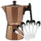 Magefesa Jamaica - Pack Exclusivo Cafetera Italiana 9 Tazas + 6 Cucharas Moka, 450ml, Aluminio Extra Grueso, Todo Tipo de Cocinas, Inducción, Café