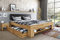 Möbel-Store24 Bett Futonbett Wildeiche massiv Holz geölt Kopteil gepolstert Sabina 180 x 200 cm Schlafzimmer K Sab-180