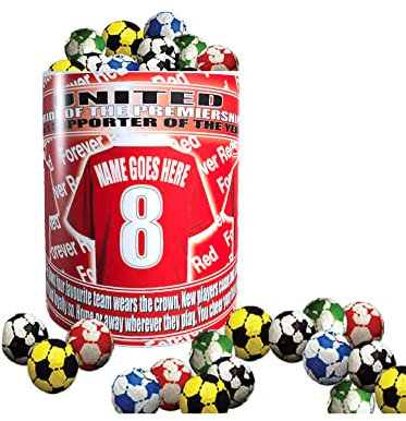 Manchester Reds Personalised Football Shirt Mug Gift with Chocolate Footballs