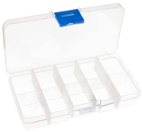 10 Compartment Transparent Small Storage Box 7 x 13 x 2.5cm Perfect for Electronic Components Jewellery Arts Crafts Beads Organiser