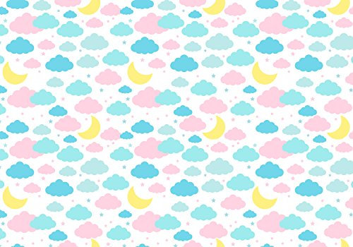 wandmotiv24 Fototapete Baby-zimmer Pastellfarbene Nacht, 300 x 210 cm - selbstklebende Vliestapete 150g, Wanddeko, Wandbild, Wandtapete, Mond, Kinder-zimmer M0996