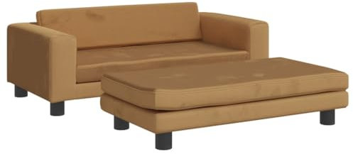 vidaXL Hundebett, Hundekissen mit Verlängerung für extra Schlafbereich, Hundesofa Hundecouch für kleine Hunde Haustiere, Haustierbett Katzenbett, Braun Samt