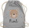 Turnbeutel Rucksack - Süßer Bär I Bären I Bärenmotiv I Bear - Unisize - Hellgrau - personalisierte geschenke kinder kindergarten wechselbeutel teddy name sporttasche personalisierter junge