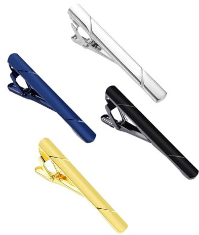 4 Pièces Pince à Cravate Pinces Cravate Homme Cravate Bar Clips Classiques pour Affaires Mariage Anniversaire Cadeau Vie Quotidienne