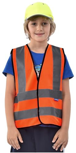 AYKRM Warnweste Kinder orange Sicherheitsweste für Kinder Warnweste Reflektierendes WarnschutzWeste Orange 6-9 Jahre