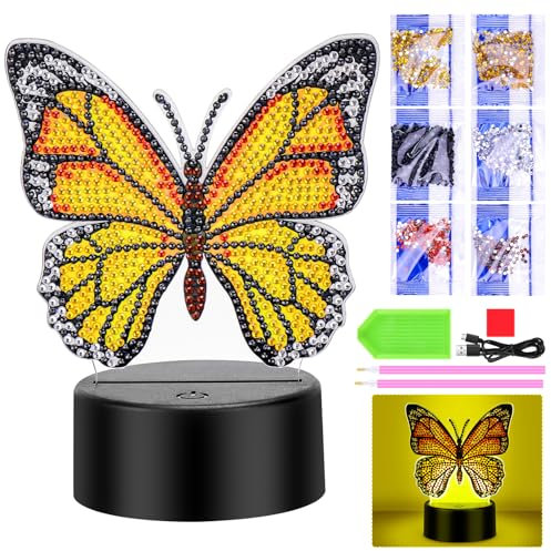 Zoyomax Diamond Painting Nachtlicht, Geschenke für Erwachsene, 3D Kreative Diamond Painting Lampe Schmetterling, Weihnachts Geburtstags Geschenk