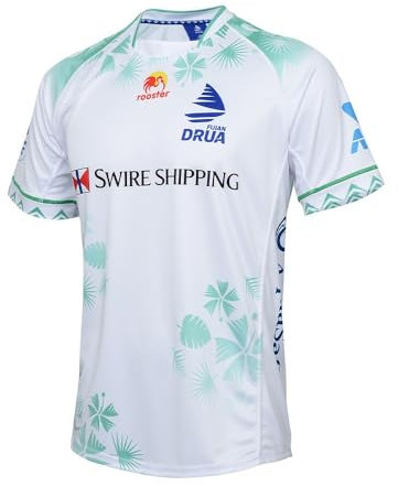 Adleme 2024 Fidschi Rugby-Trikot, Rugby-T-Shirt, Poloshirt, Herren-Spiel-Trainings-Fußballtrikot (Color : White, Size : XL)