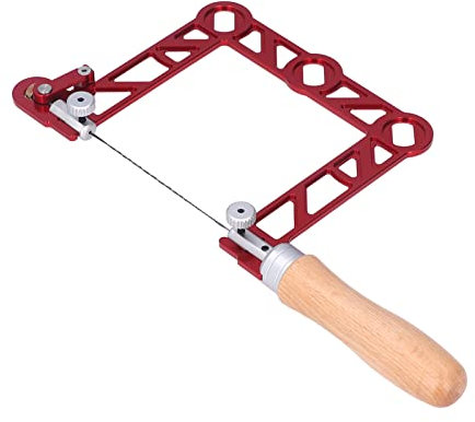 Mini Hand Fretsaw Metal Wood Saw Made of Aluminum Alloy and Wooden Handle for Jewelry, Woodworking with Ergonomic Handle for Crafts, Red (4 inches)