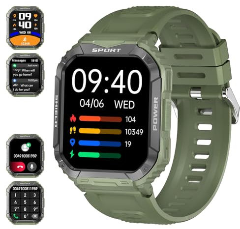 Reloj Inteligente Hombre, Smartwatch Hombre con Llamadas Reloj Militar Hombre Impermeable IP68 Reloj Deporte con Pulsómetro SpO2 Podómetro Monitor de Sueño, Pulsera de Actividad para Android iOS