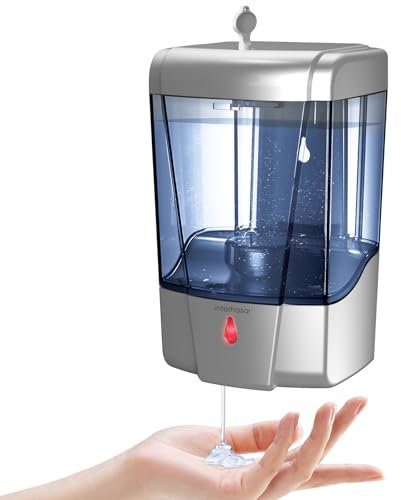 interhasa! Automatischer Seifenspender 600 ml/20 Unzen zur Wandmontage, berührungsloser Seifenspender mit Infrarot-Bewegungssensor für Küche und Badezimmer（Silber ）