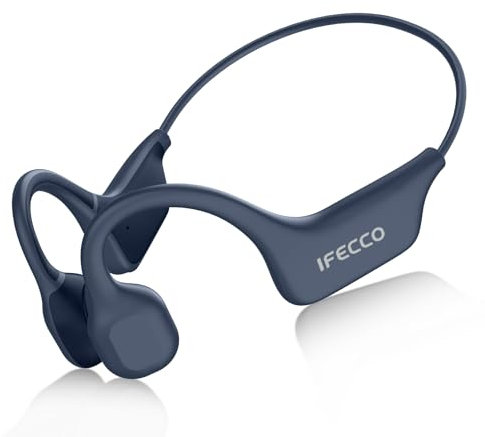 IFECCO Auriculares de Conducción Ósea - Cascos Conduccion Osea Bluetooth 5.3 con Micrófono, IPX5 Auriculares Deportivos Inalámbricos de Oreja Abierta Impermeables para Ciclismo,Correr