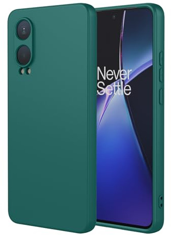 TEYYOS Coque pour OnePlus Nord CE4 Lite/CE 4 Lite 5G, Doux Silicone Liquide Housse, Antichoc Trois Etages Complète Protection Etui, Vert Foncé