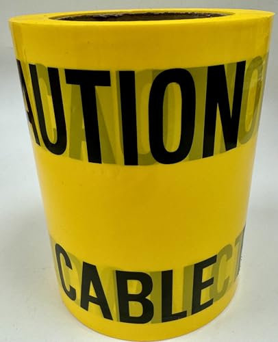 WT100 Underground Electrical Cable Warning Tape, Yellow, CAUTION CABLE BELOW 150 mm Wide, 100 m Length, 50 Micron
