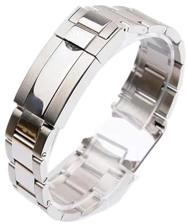 HAJMGUMC 20mm 21mm Armband Fit for Rolex SUBMARINER DAYTONA Faltschließe Uhrenarmband 904L Edelstahl Uhrenarmband Zubehör(Bright silver,21mm)