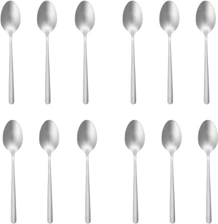 Russell Hobbs Teaspoon Set of 12 – Vienna Stainless Steel Coffee Spoons Cutlery Set, Mirror Polish Finish Flatware, Tea Spoon Tableware for Home, Restaurant, Office, Kitchen, Dishwasher Safe