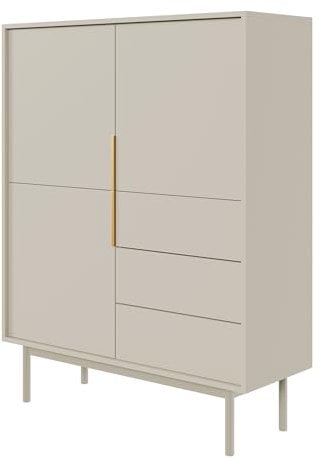 Selsey Commode À 3 Tiroirs 3 Portes Meuble De Rangement sur Pieds Push to Open Soft Close 104 cm Beige Gris Viviaro