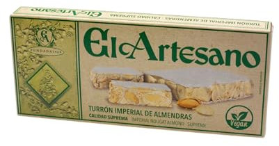 El Artesano - Turrón Imperial de Almendra Artesano 150g, Apto para Veganos, Turrón Duro con Ingredientes Naturales, Textura Crujiente y Sabor Auténtico, Perfecto para Compartir