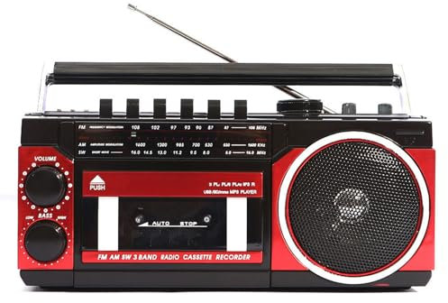 OZTYSGXM Retro-Kassettenrekorder im 80er-Jahre-Stil, Multiband-Radio, multifunktional, hohe Lautstärke, wiederaufladbar/Akku, Doppelzweck, einfach zu bedienen für Familienfeiern