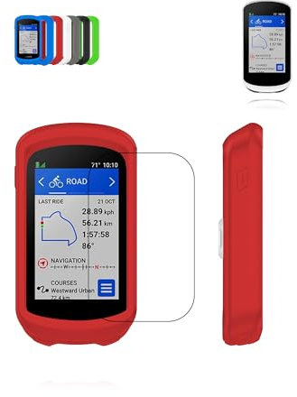 Cover for Garmin Edge Explore 2 GPS Bicycle Navigation, Silicone Protective Case with TPU Screen protector - Shockproof, Seamlessly Fitted, Skin-Friendly & Waterproof for Enhanced Durability, Red