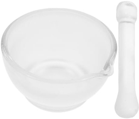 Gatuida 1set Glass Mortar and Pestle Set Grinder for Spices Medicines Use Pestle Crushers for Elderly Multifunctional Grinding Bowl