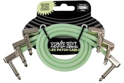 Ernie Ball Flex Patch Cable 12in - Glow in Dark - 3 Pack