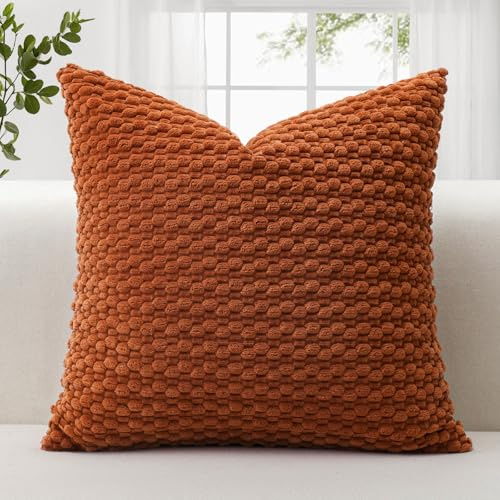 JOTOM 1 Stück Cord Kissenbezüge, 3D Bubble Texture Boho Zierkissenbezug Dekorative Sofakissen Dekokissen Kordsamt Kissenbezug Deko Kissenhülle für Couch Sofa Wohnzimmer (60x60cm, Rost)