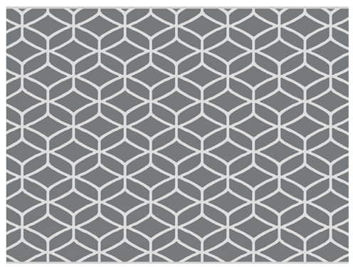 vidaXL Outdoor Teppich ARAKIL Grau und Weiß Polyester 300 x 400 cm