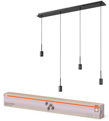 Osram Decor Pendelleuchte Needle Linear 4xE27, dunkelgrau, Stahl, individuelle Lichtszenarien, 2m Kabel