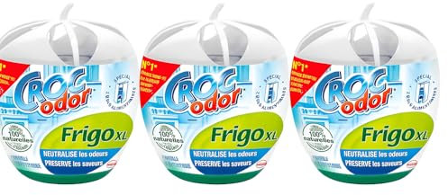 Croc Odor Fridge Deodoriser XL 140g Pack of 3 | Fridge Freshener for Odour Removal | Neutralises Strong Fridge Smells | Long-Lasting Freshness | Food Safe Fridge Odour Absorber for Clean Storage