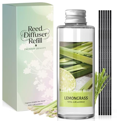 Scent-Hi Raumduft Nachfüller, 200ml Zitronengras Duft | Nachfüller für Duftdiffusor, Reed Diffuser Refill, Raumbeduftung für Schlafzimmer, Badezimmer, Büro, Wohnkultur
