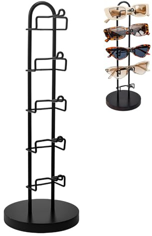 FuxFuis Brillenhalter Sonnenbrillenhalter 5-lagiges Brillenregal Dauerhaft Brille Ständer Schwarz Sonnenbrillen Halter Praktisch Brillenständer für Sonnenbrillen, Lesebrillen, Myopiebrillen