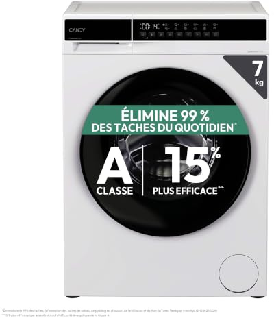 CANDY - Lavatrice Hublot - Lavatrice 7kg/1200 giri/min - Classe energetica A - Diversi programmi - Funzionamento economico - Bianco - 85 x 60 x 47 cm - Modello EY 27SB7-S